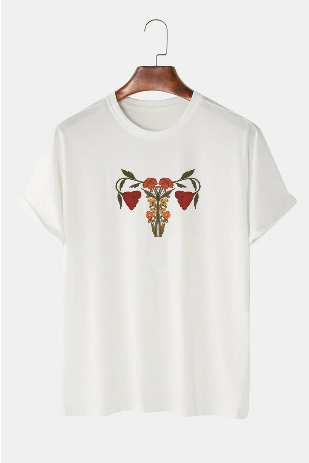 Orange Wildflower Uterus Giclée T-shirt