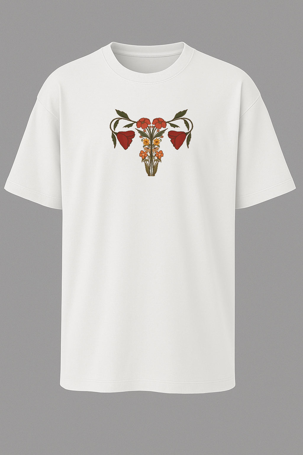 Orange Wildflower Uterus Giclée T-shirt
